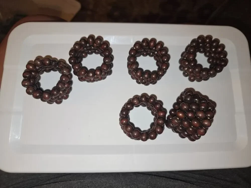 Set of Wooden Bead Napkin Rings